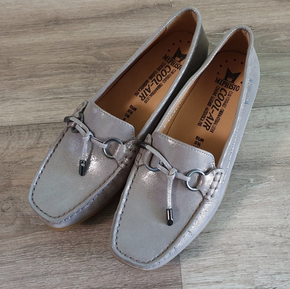 MEPHISTO Cool Air Leather Loafer Shoes Metallic Dot size 8